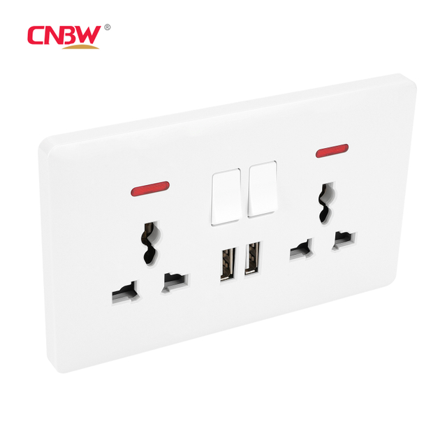 High Quality usb socket warehouse,Double switch socket with USB supplier,British Standard Rated Voltage 250V 13a Double Uk Switches Socket,2gang switch double socket with usb,double electric sockets and switch factory