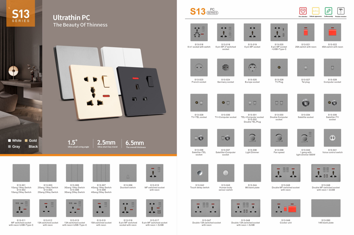 Ultra Thin Switch supplier,electric switch and socket switch 220v,Uk wall switch socket factory oem,wholesale best electric switches,electr switch factory