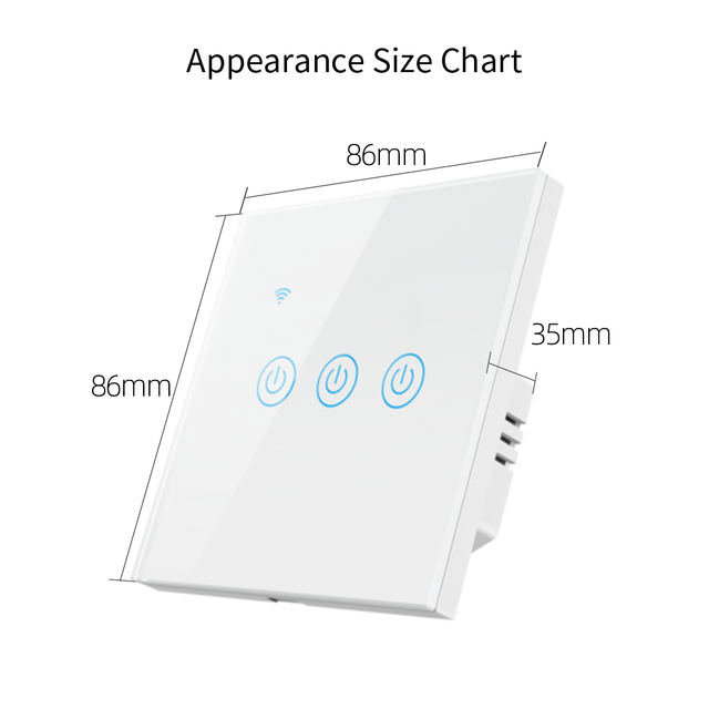 CNBW Eu/UK Standard Wifi Tuya 3 Gang Smart Switch Modern Smart Switches Wifi Smart Home Wireless APP Touch Glass Panel Light Switch