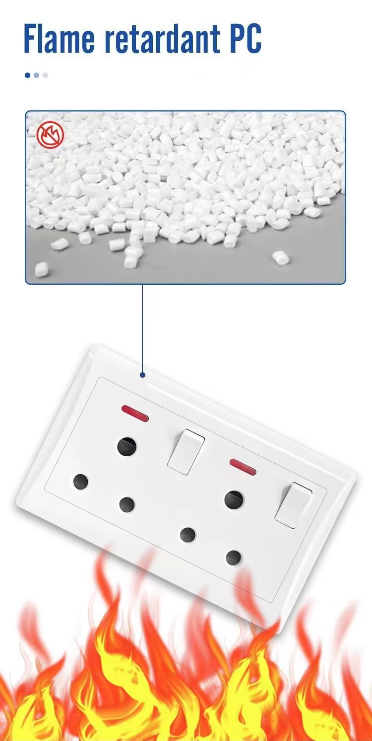 British standard switch socket, 220V to 250V switch socket, wall switch socket manufacturer's factory, household switch socket