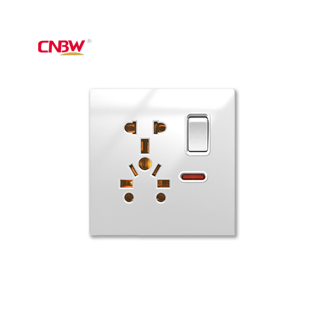UK Standard 220v-250v Single Pole Tempered Glass Electrical Power Socket 10 Pin Universal Switch 13A/16A Rated Current Electronics