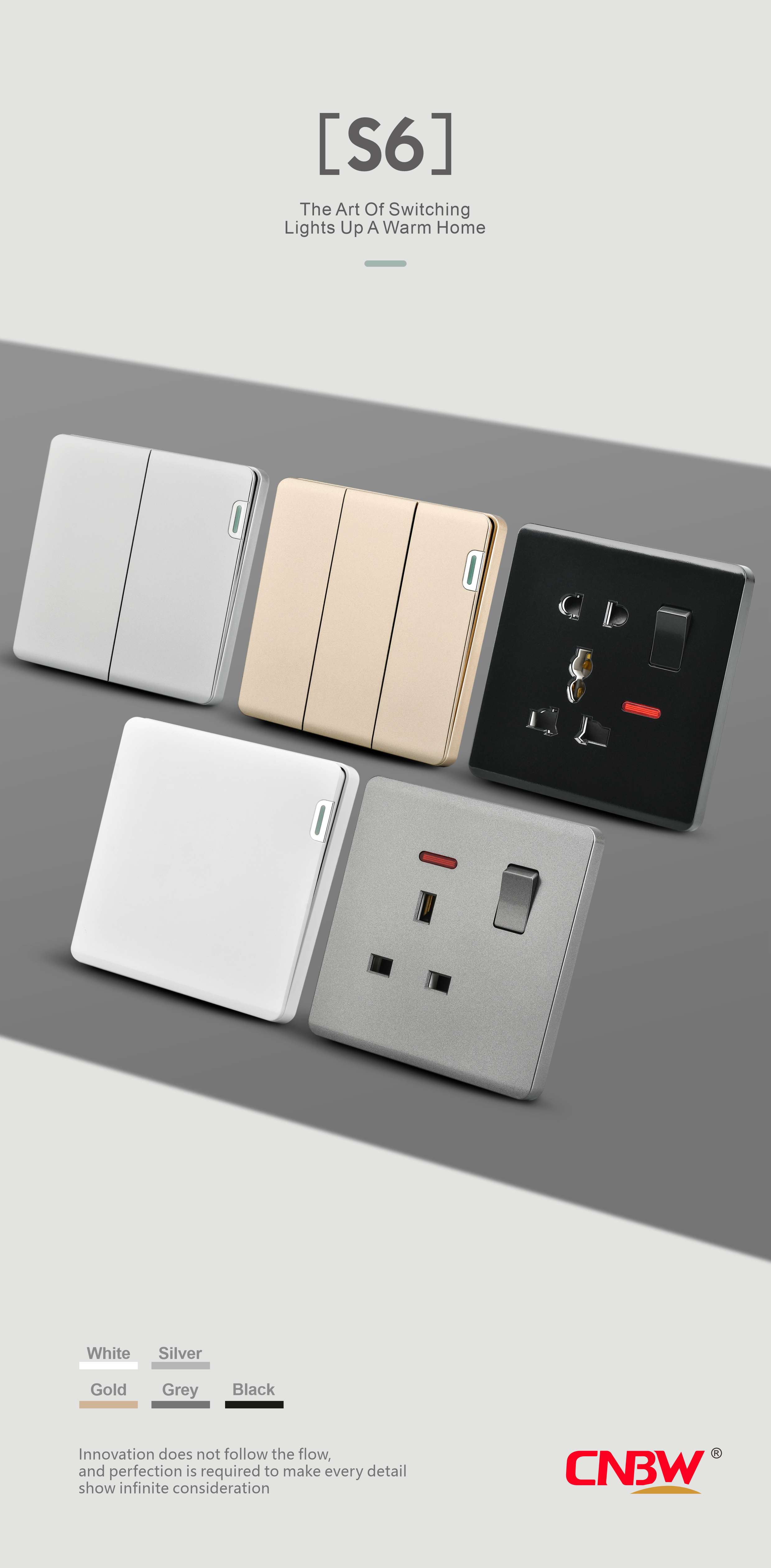 British standard switch socket, 220V to 250V switch socket, wall switch socket manufacturer's factory, household switch socket