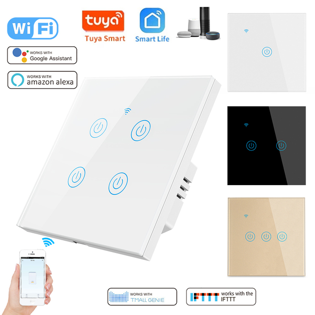 CNBW Eu/UK Standard Wifi Tuya Smart Switch Wifi Smart Home Wireless APP Touch Glass Panel Wall Smart Switch 4 Gang Smart Switch from China manufacturer - Bowang Switch Socket Products Supplier