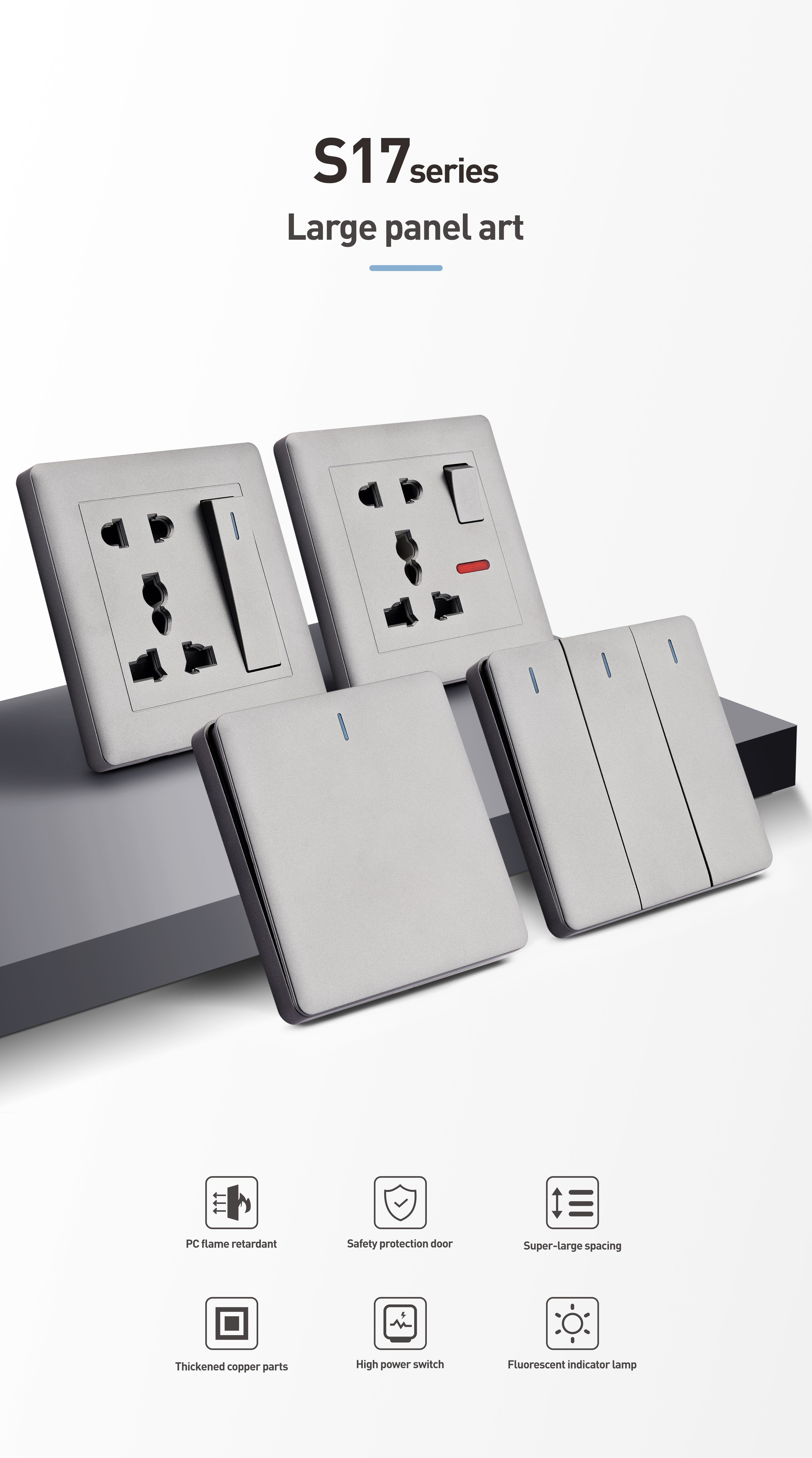 British standard switch socket, 220V to 250V switch socket, wall switch socket manufacturer's factory, household switch socket