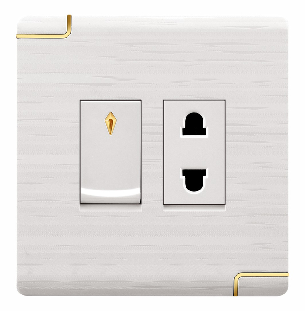 Multifunctional Household Use 1gang 2 Pin Switch Socket White/Coffee Touch Switch With Socket