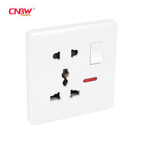 CNBW Wenzhou Factory Wall Switch Socket Power Outlet PC 5pin Universal Socket with Light High Cost-effective Factory Wholesale