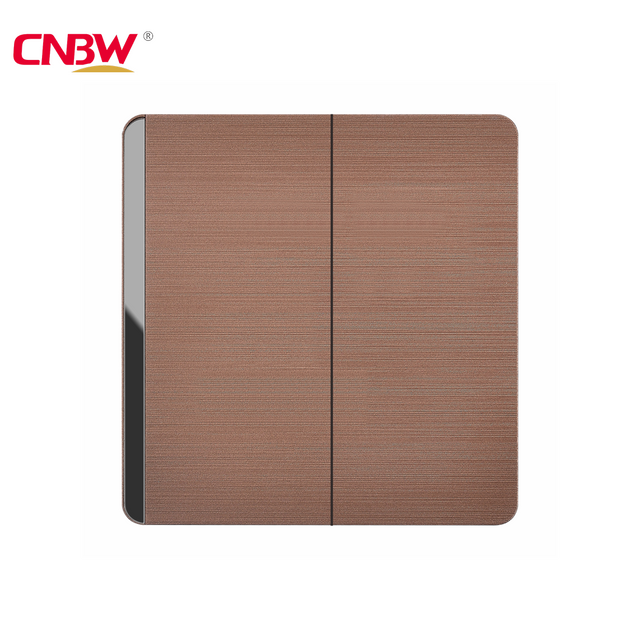 CNBW Factory Uk Standard 16A Pc Electrical Wall Switch 2gang Brushed Color with Logo ODM/OEM Light Switch Best Selling in The Middle East